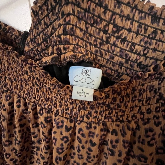 CeCe Smocked Off-Shoulder
Leopard Print Blouse in Spice - Picture 3 of 10